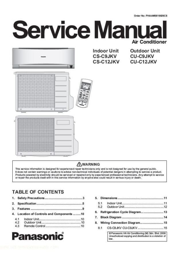 CS-C9JKV, CS-C12JKV, CU-C9JKV, CU-C12JKV